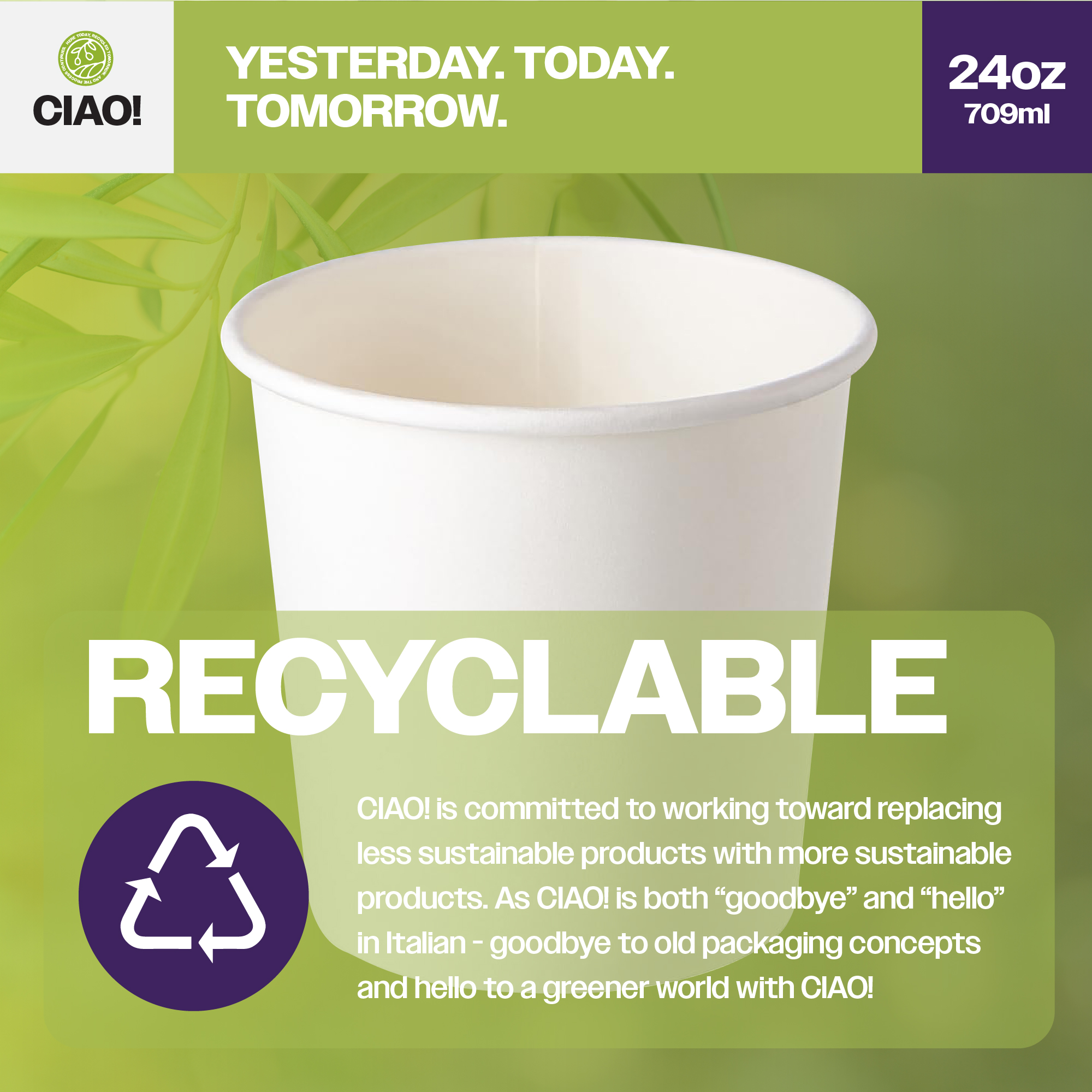 CIAO! 24 oz Disposable White Paper Food Container, 115mm Diameter, Lids Sold Separately (500/case) - Image 4