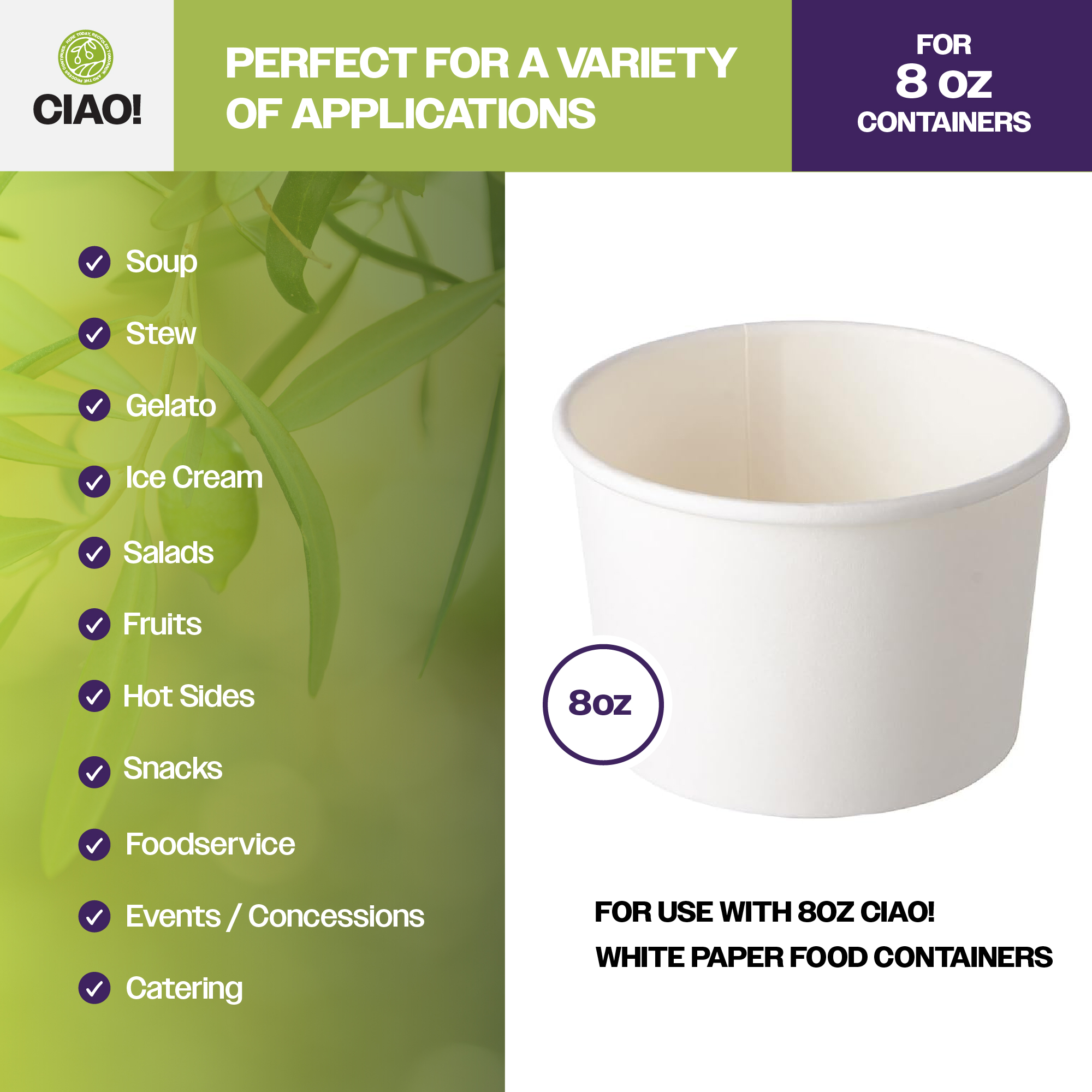 CIAO! 90mm Diameter PP Lid, Designed and Fit 8oz Paper Food Container (1000/case) - Image 4