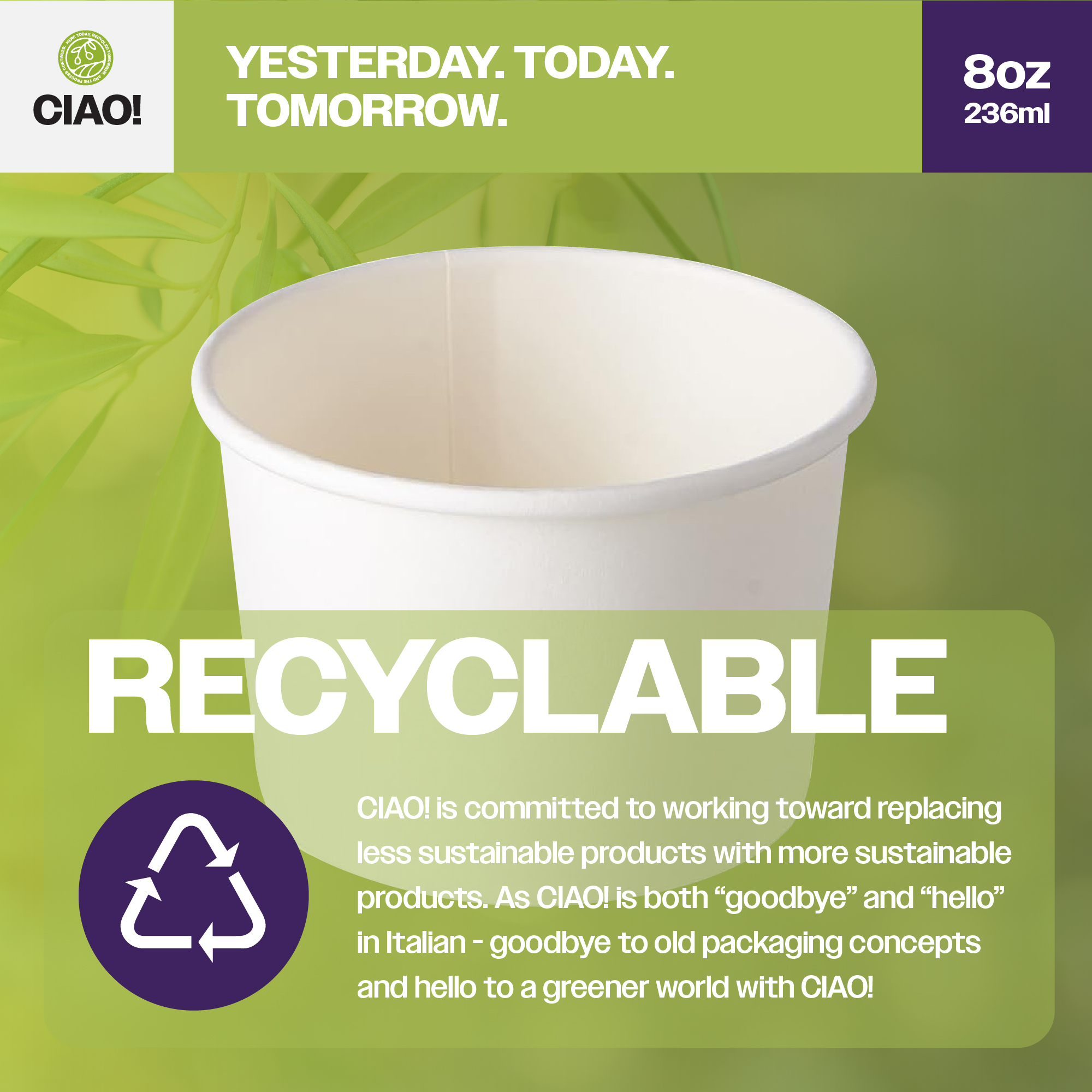 CIAO! 8 oz Disposable White Paper Food Container, 90mm Diameter, Lids Sold Separately (1000/case) - Image 4