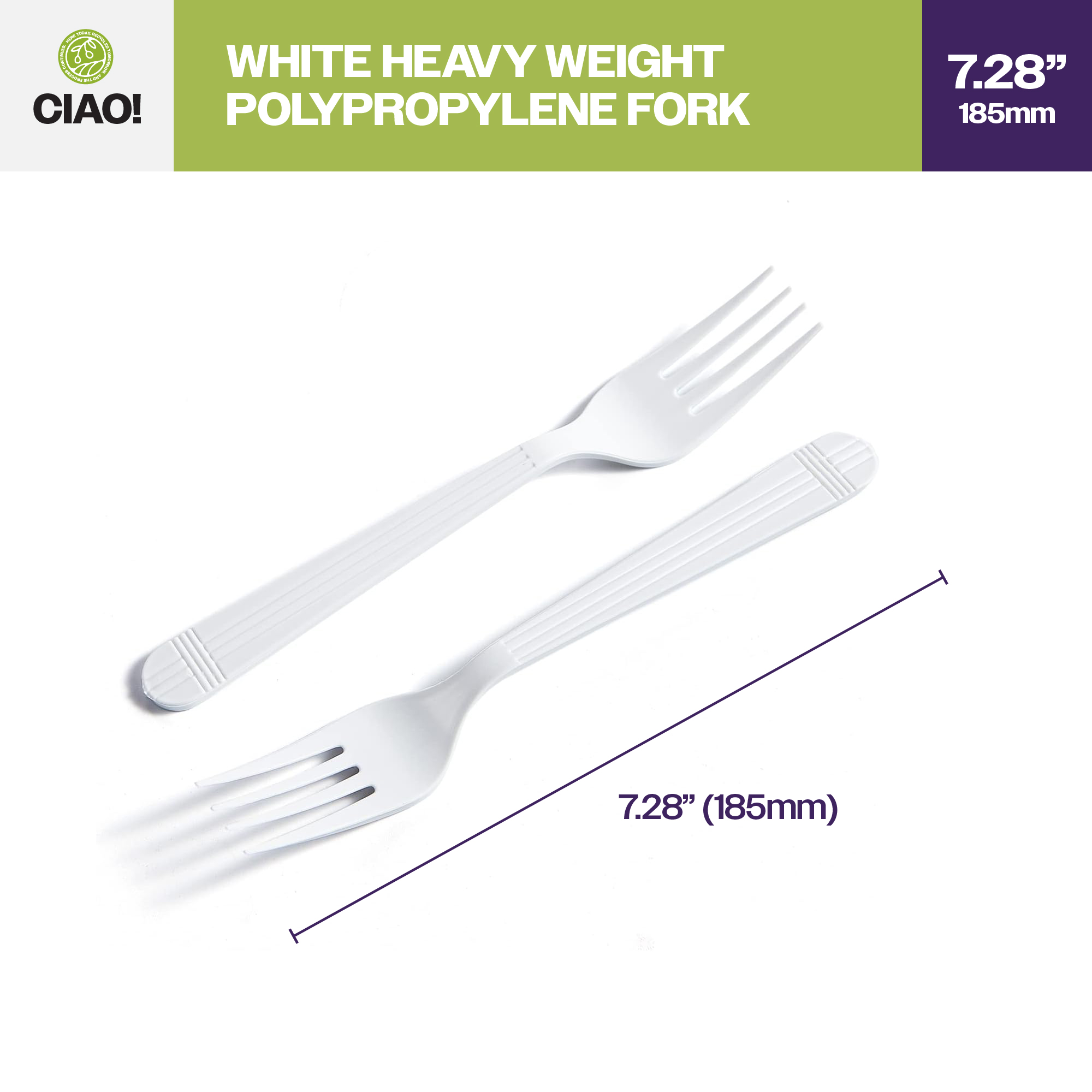 CIAO! Heavy Duty White Polypropylene Disposable Forks, Foodservice Bulk Pack – 1,000 Count - Image 2