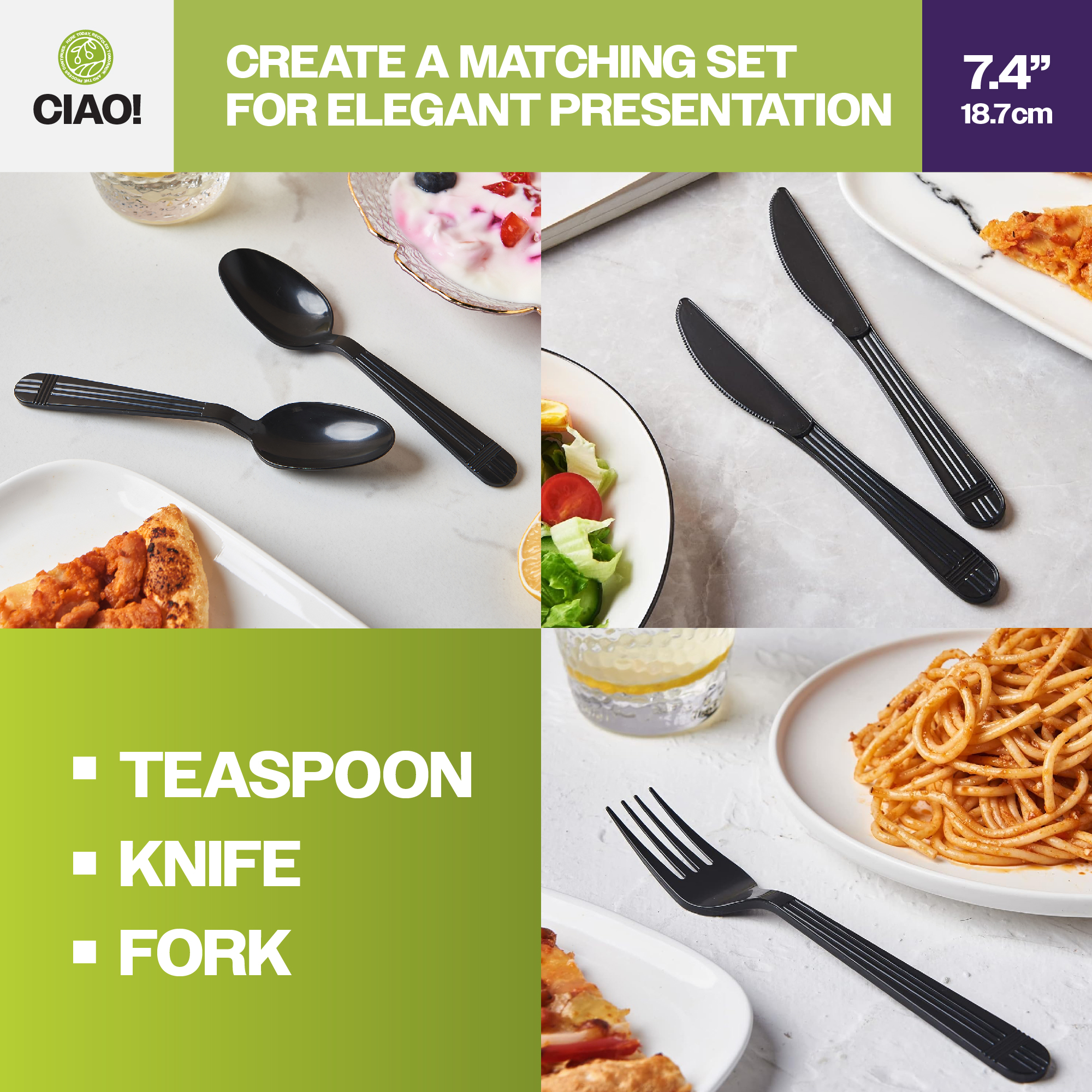 CIAO! Heavy Weight Black Polypropylene Knife Individually Wrapped (Case of 1,000) - Image 5