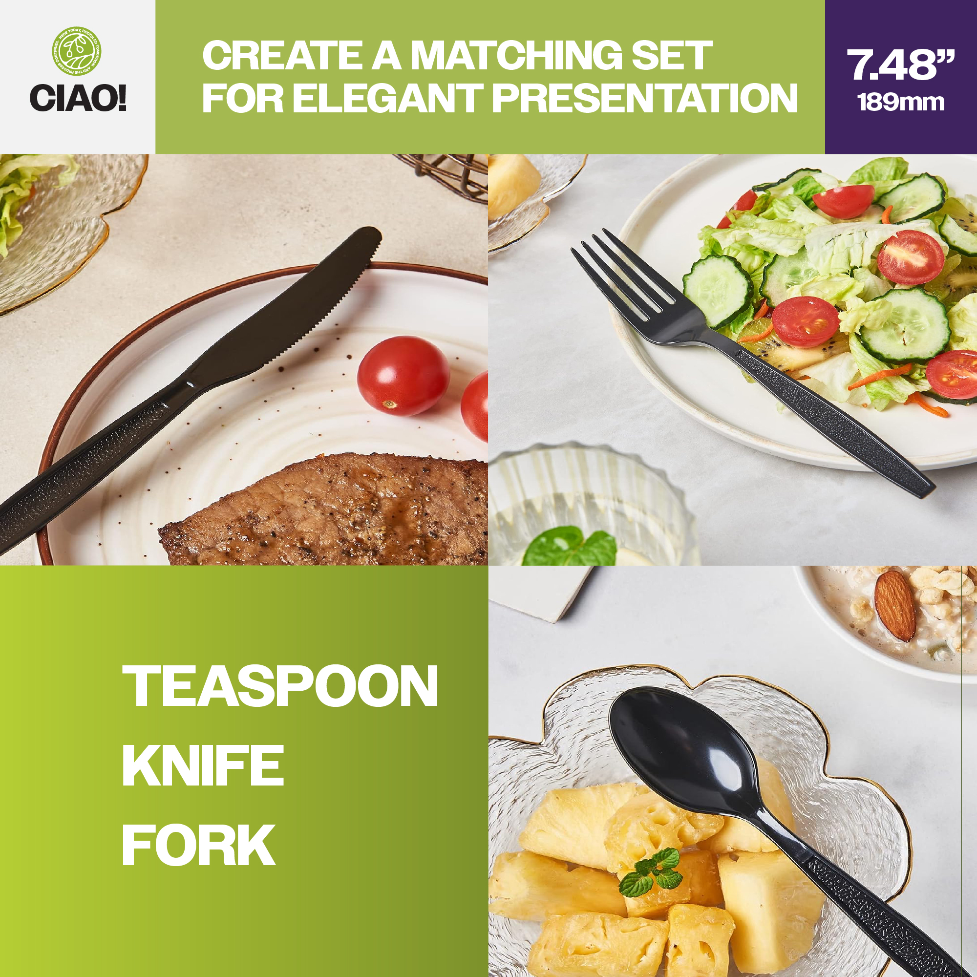 CIAO! Heavy Weight Polystyrene Disposable Knife Black (Case of 1,000) - Image 5