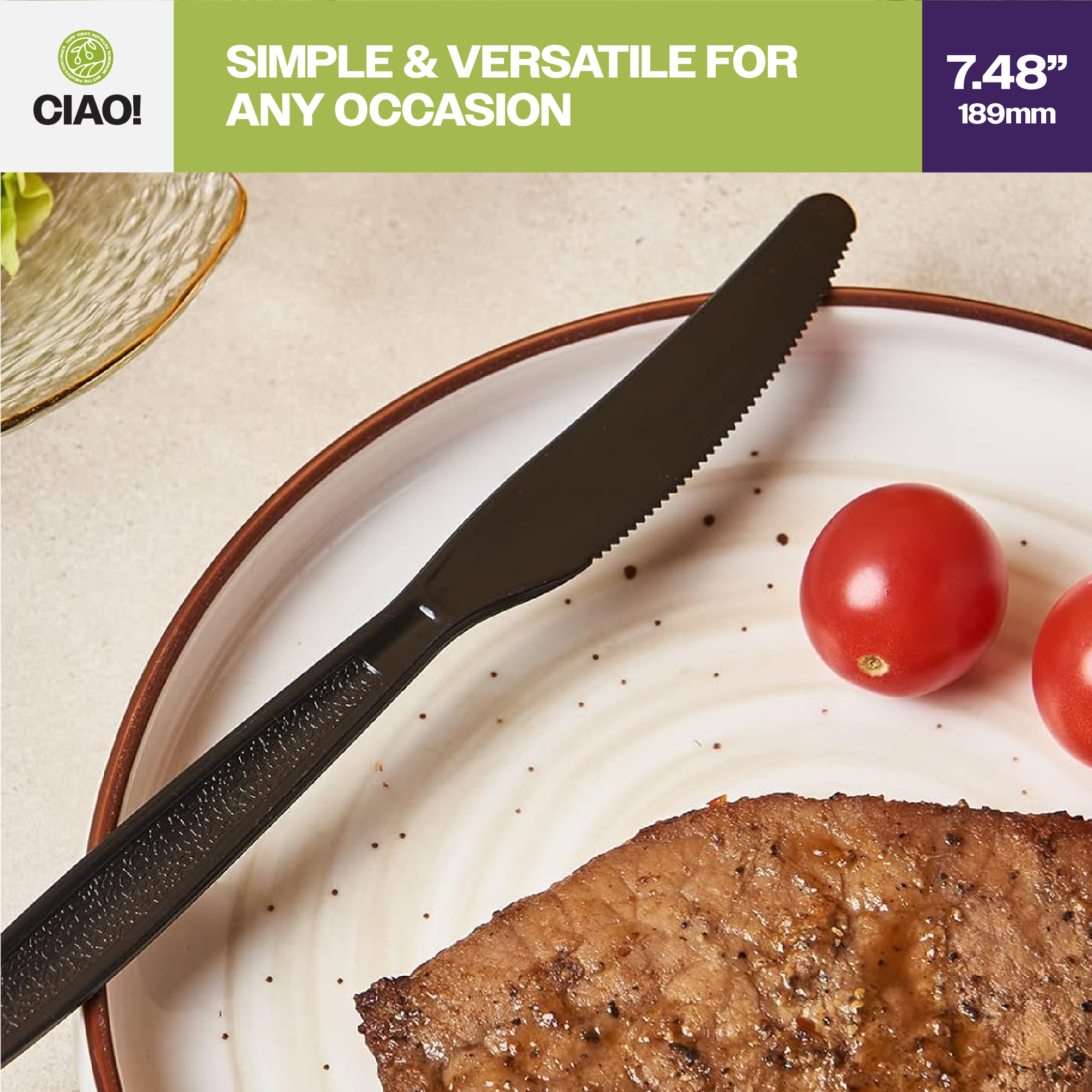 CIAO! Heavy Weight Polystyrene Disposable Knife Black (Case of 1,000) - Image 7
