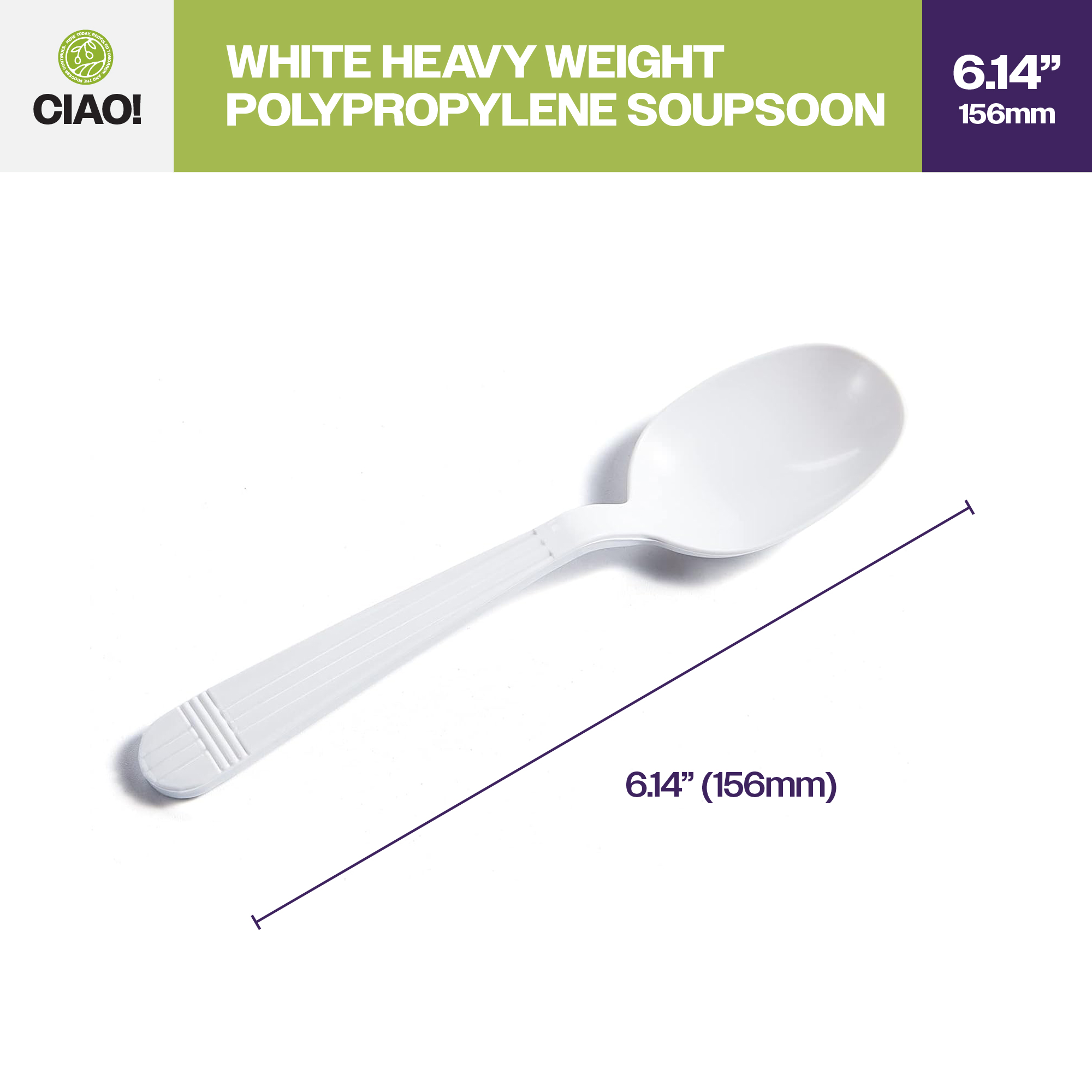 CIAO! 6.14" White Soupspoon Heavy Weight Polypropylene Individually Wrapped (Case of 1,000) - Image 2