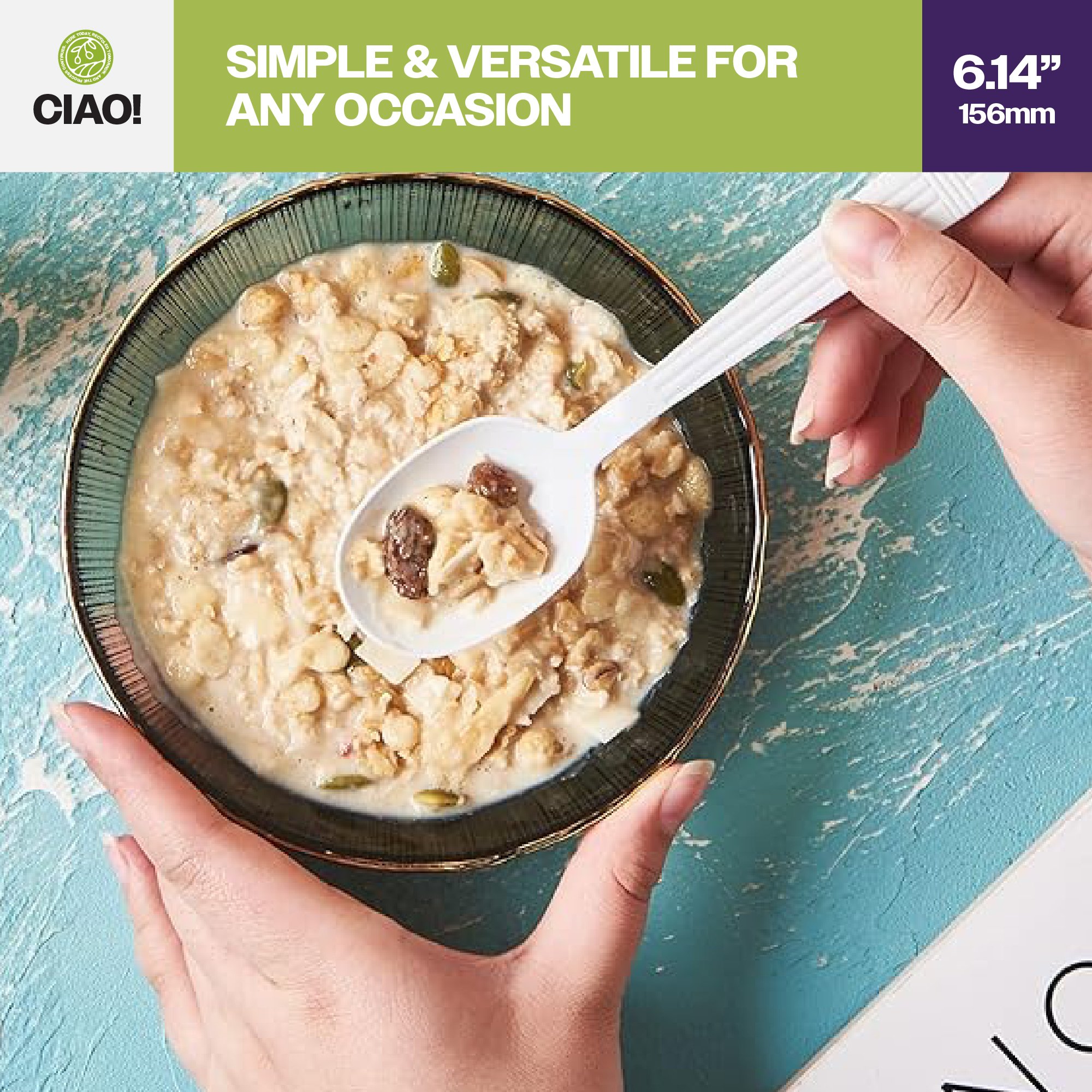 CIAO! 6.14" White Soupspoon Heavy Weight Polypropylene Individually Wrapped (Case of 1,000) - Image 6