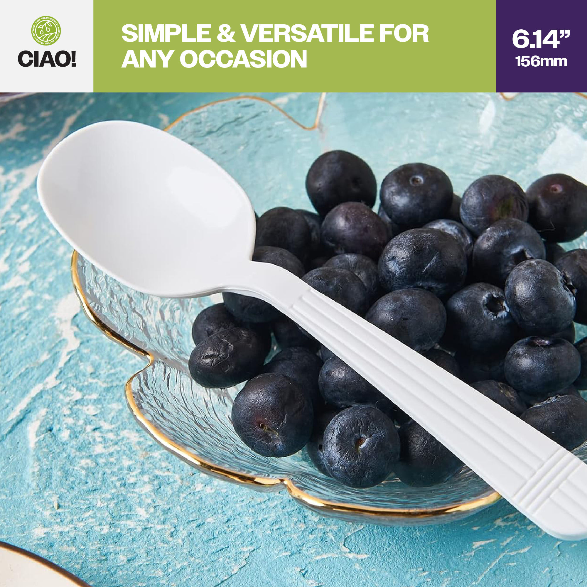 CIAO! 6.14" White Soupspoon Heavy Weight Polypropylene Individually Wrapped (Case of 1,000) - Image 7