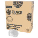 CIAO! 80mm Diameter Polystyrene White Lid, Designed and Fit CIAO! BRAND 8 oz Paper Cup ONLY - 1,000 Count